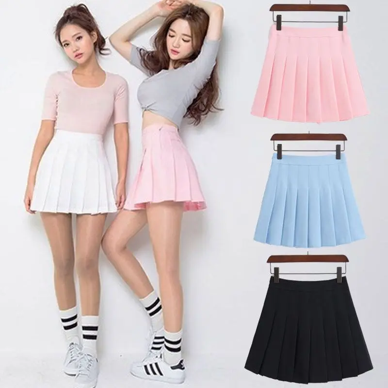 2024 New Spring high waist ball pleated skirts Harajuku Denim Skirts solid a-line sailor skirt Japanese school uniform