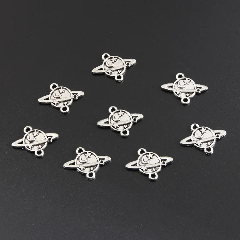 60pcs Silver Color 15x19mm Planet Star Moon Charms Connector Pendant For DIY Handmade Metal Alloy Jewelry Making Accessorie