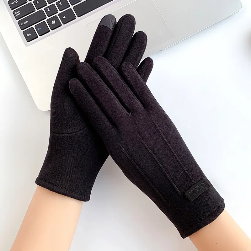 Simple Fashion Gloves Women Winter Vintage Full Finger Touch Screen Driving Cycling Warm Windproof Female Glove Mittens G060