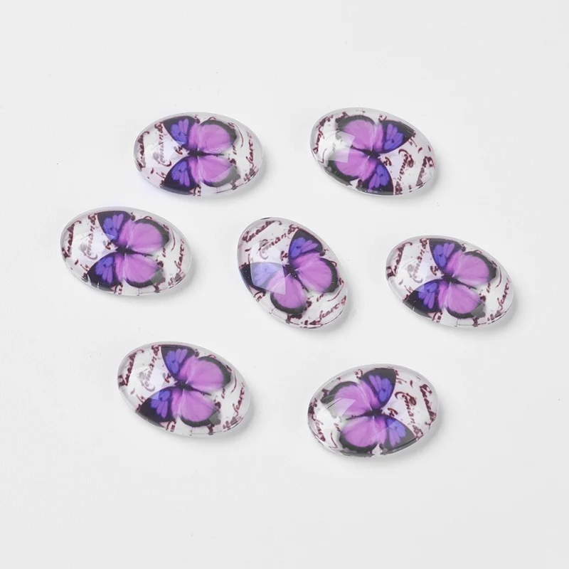 50pcs Tempered Dome Glass Cabochons Oval Flat Back Mixed Color Embellishments Findings for Jewelry Making 18X13X6mm