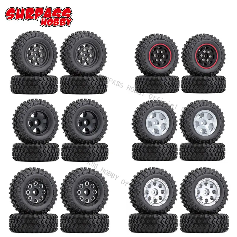 

Surpass Hobby 4PCS Beadlock Micro Crawler Wheel Rims Tires Set Flaps Fender for 1/24 RC Crawler Car Axial SCX24 90081