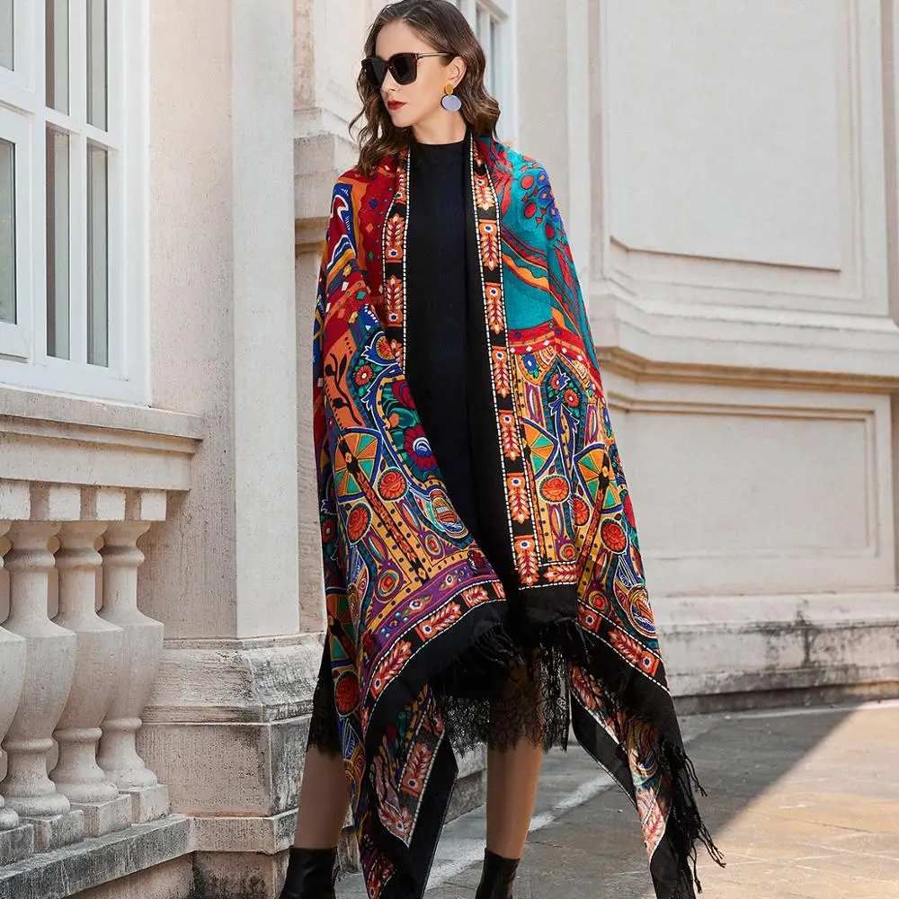 Fashion Winter Scarf For Women Cashmere Warm Plaid Pashmina Luxury Brand Blanket Wraps Female Scarves And Shawls 2019