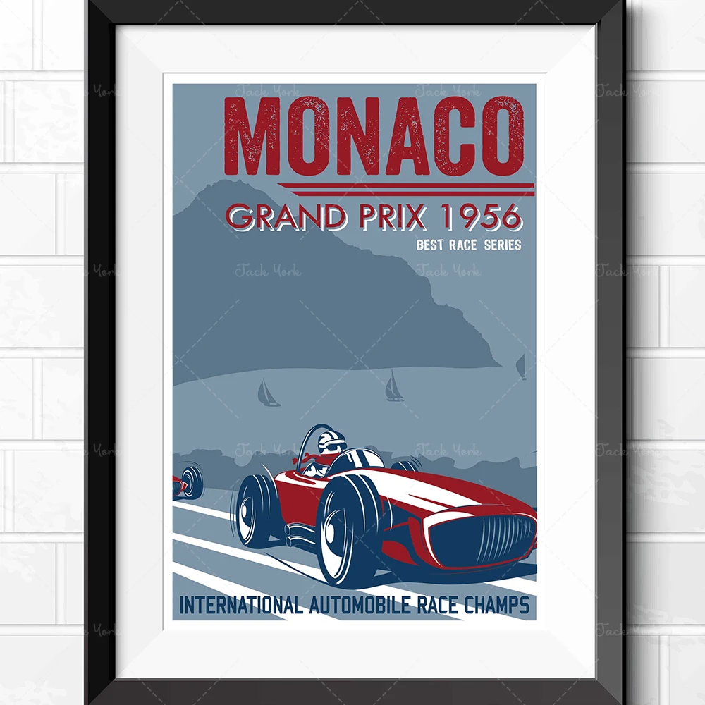 Superb Retro Style Motor Racing Monaco Grand Prix Vintage Cars Hot Rod Man Cave Poster Prints Great Gifts