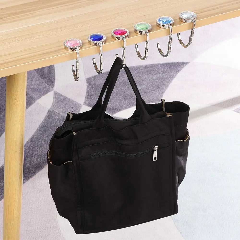 Portable Metal Foldable Bag Purse Hook Handbag Hanger Diamond Folding Table Hook Table Hanger Desk Hooks