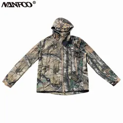 Wind Waterproof Outdoor Tactical Hiking Jacket Tree Bionic Camouflage Hunting Jacket Coat Softsell Fishing Hoodies With 6 Pocket