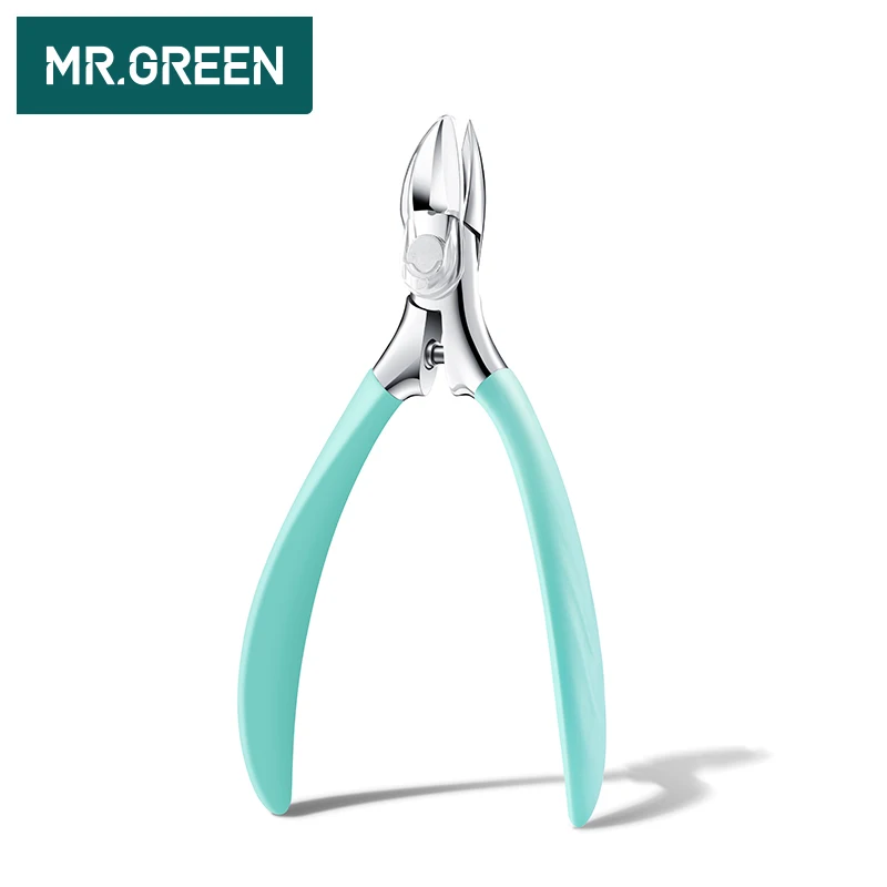 MR.สีเขียวเล็บเครื่องมือสแตนเลสสตีลหนา Toenails คุด Cuticle Nipper Trimmer Plier กรรไกรเล็บ Clippers