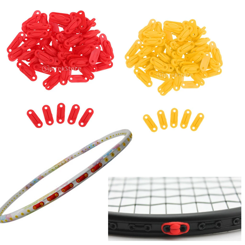 Pack of 100pcs Badminton Racket Racquet Grommets Eyelets String Protector Yellow Red