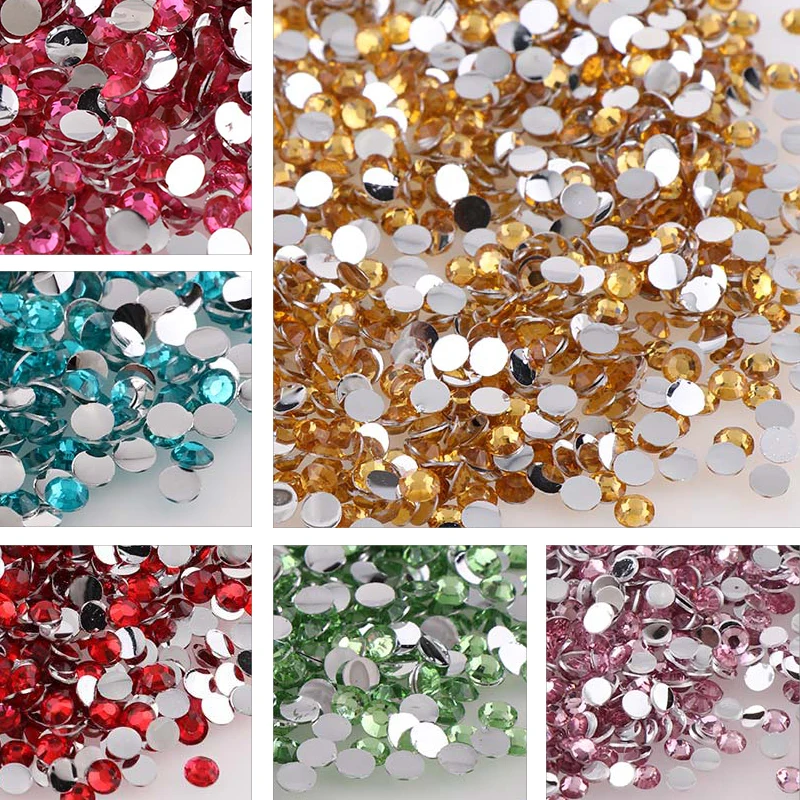 1000pcs 2mm 25 Colors Rhinestones Non Hotfix Round Resin Flatback Rhinestones For DIY Nail Art Jewelry Decorations