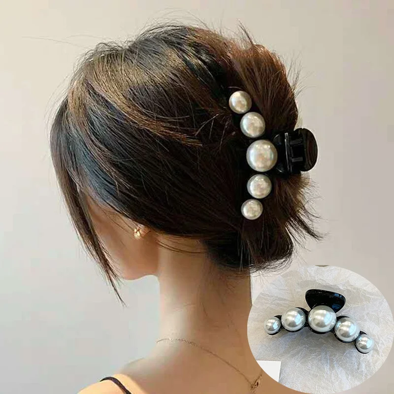 New Acrylic Hair Claws Pearl Claw Clips for Women Large Size Barrette Crab Hair Clips Headband Hairpin Fashion Hair Accessories