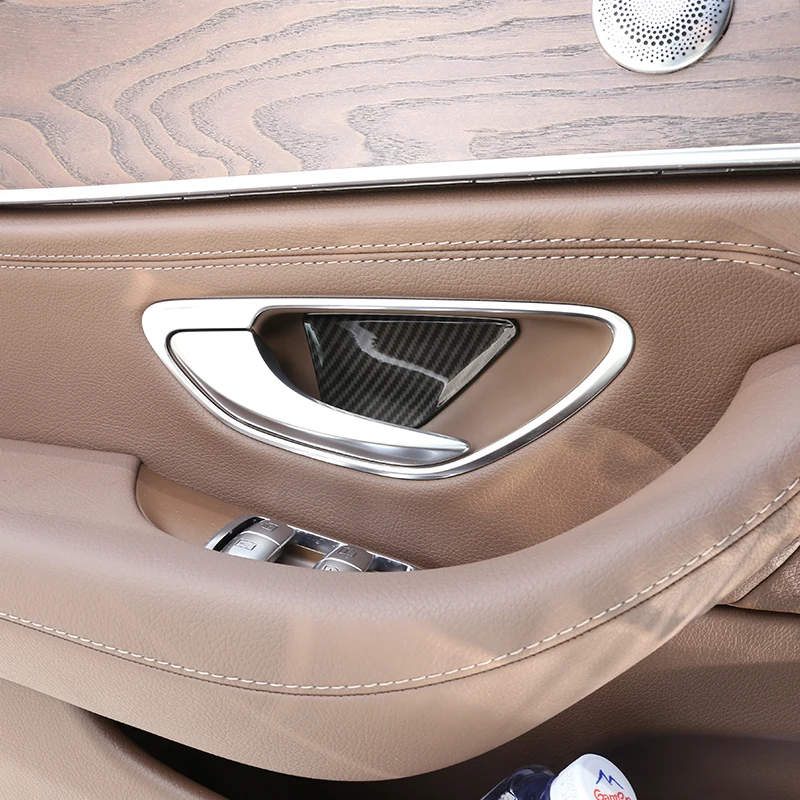 Car Inner Door Handle Bowl Cover Trim ABS Carbon Fiber For Mercedes Benz C E Class GLC W204 W205 X205 W212 W213 Auto Accessories