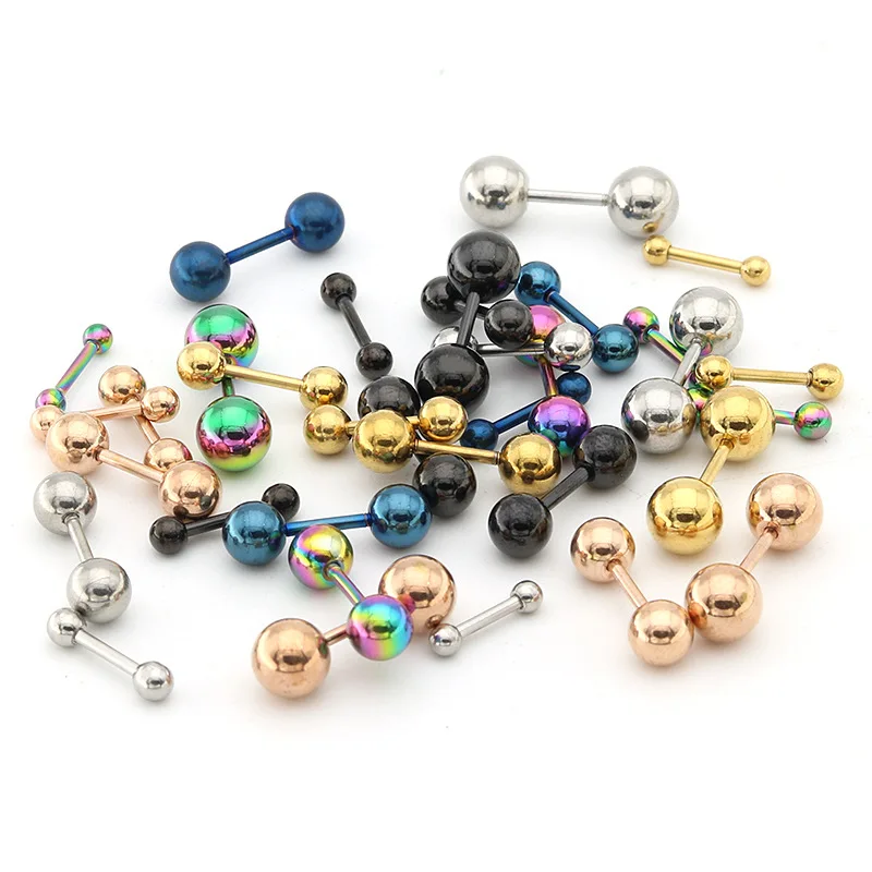 3pcs/set Women stainless steel Screw ball Ear Studs Earrings Piercing Tragus Earring Cartilage Helix Ear Bone Nail/Stick Jewelry