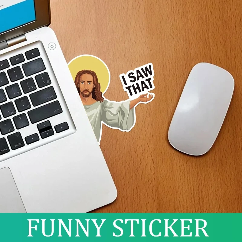 10Pcs Jesus I Saw That Stickers Decals Waterproof Self Adhesive for DIY Pencil Case Car Guitar Computer Wall Decorative