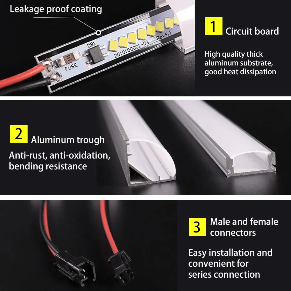 2 sztuki światła listwa LED z 1 V w kształcie 90 stopni w kształcie narożnik ścienny aluminiowa lampa twarda sztywna listwa LED do szafki kuchennej