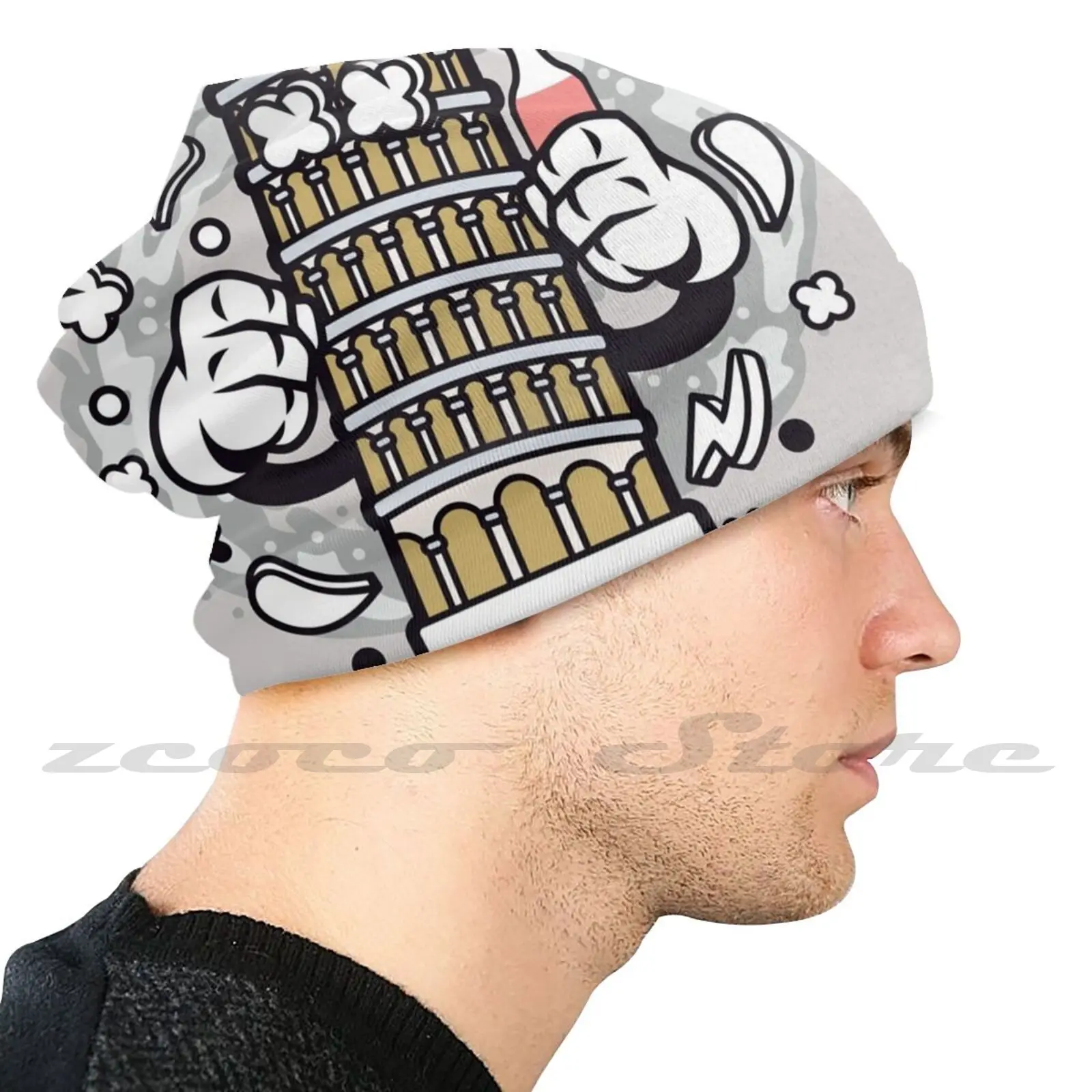 Pisa Tower Personalized Pattern Knit Hats Plus Size Elastic Soft Cap Pisa Tower Pisa Italy Leaning Tower Of Pisa Leaning Tower