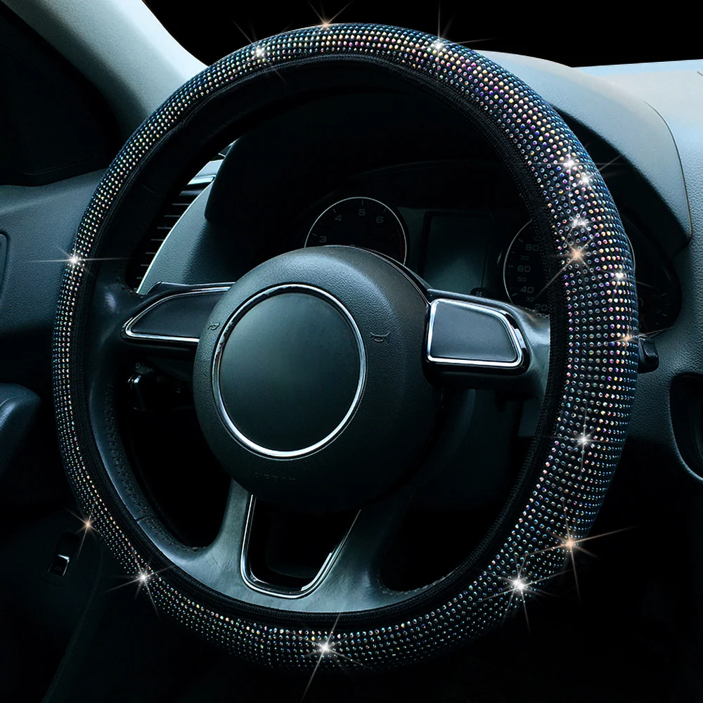 Kristall Auto Lenkrad Abdeckung Für Frauen Mädchen Nette Glitter Lenkrad Abdeckung Bling Strass Diamant Auto Lenkung Schutz – Detail 5