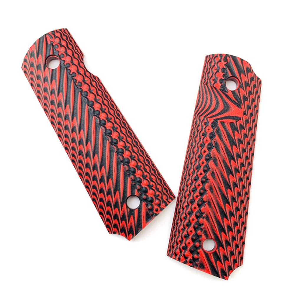 2Pieces Of Tactical 1911 Modified Accessories 1911 Patch Sandwich Black And Red G10 Handle 1911 Special Handle Material