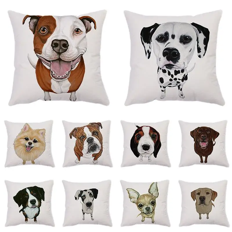 New Dog Pillow Cover Living Room Sofa Cushion Cover Office Bed Head Throw Pillowcase Short Plush Pillow Cover 45x45cm