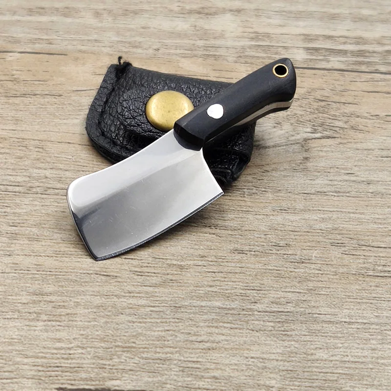 Droship Cố Định Bằng Inox Lưỡi Dao Vỏ Gỗ Mun Tay Cầm EDC Dụng Cụ Khóa Phụ Kiện Titan Mini Kích Thước Dao Nhà Bếp