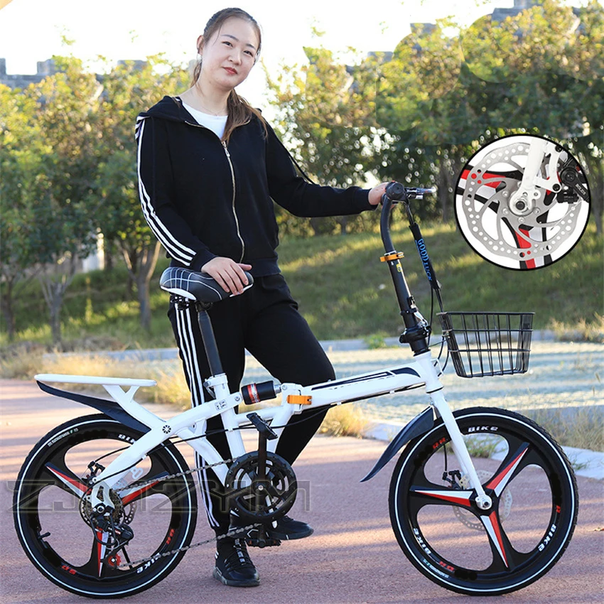 

Bicycle 16 20 Inch Ultra Light Portable Student Bicycle Road Bike For Adults Folding Variable Speed Disc Brake Highway Bike