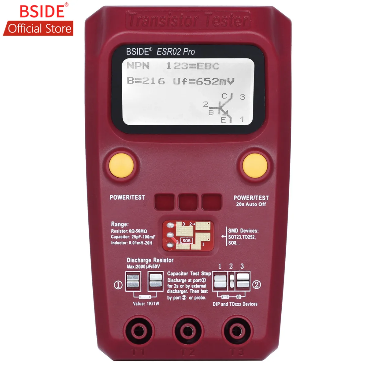 BSIDE ESR02PRO Digital Transistor SMD Components Tester Diode Triode Capacitance Inductance Multimeter Meter