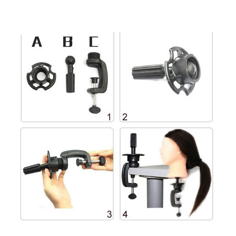 Black Wig Head Stand Adjustable Mannequin Holder For Training Mannequin head Metal And Plastic Material Table Clamp Salon Tools