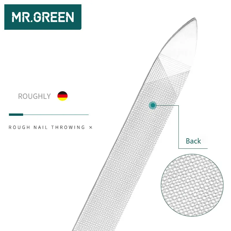 MR.GREEN Durable Nail File Stainless Steel Professional Double Sided Nail Sanding Grinding Buffer Manicure Nail Art Tools