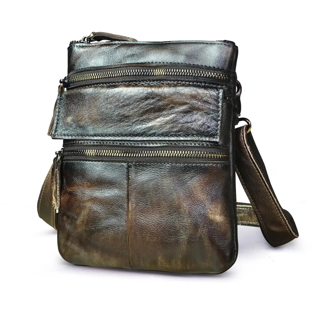 Natural Leather Male Design Shoulder Messenger bag fashion Coffee Cross-body Bag 8\