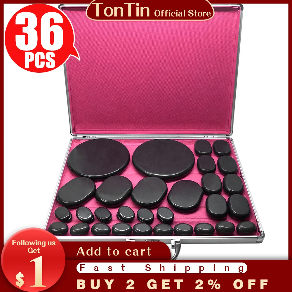 

Tontin Hot Stone Massage Set Heater Box Lava Basalt massage stone massager round Stones tool for Healthcare with heater