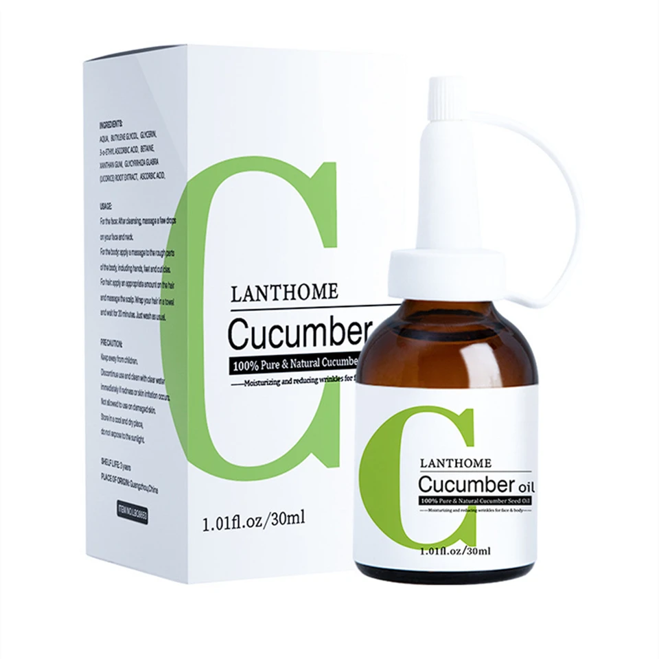 

Lanthome 100% Pure Natural Cucumber Seed Oil 30ml Wrinkle Removal Anti Aging Moisturizing And Reducing Wrinkles For Face & Body