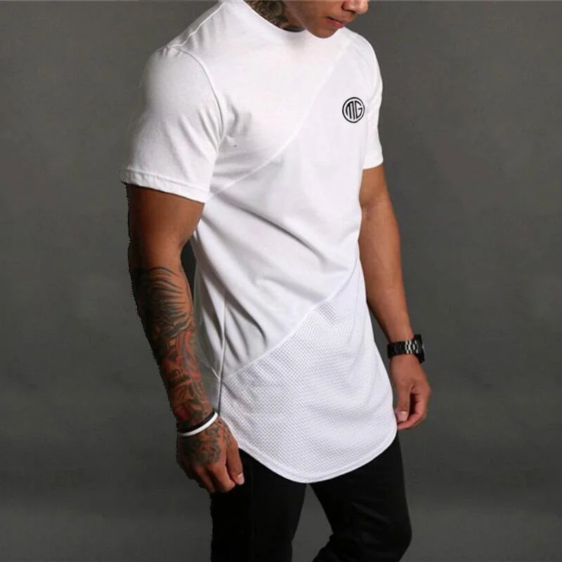 Mens Running T Shirt Sportswear Fitness Sport T Shirt Slim fit Gym Tshirt Men Mesh Rashgard