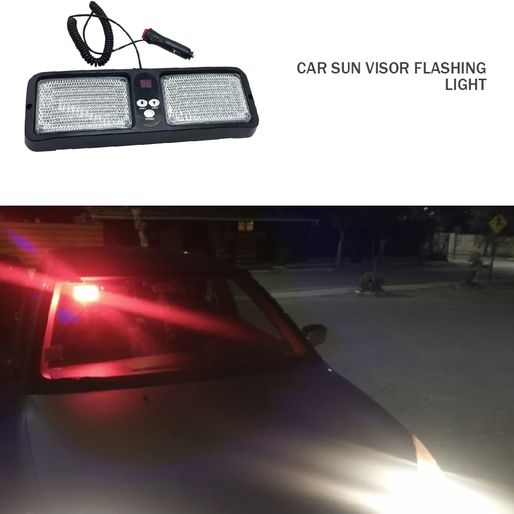 RCL Red Blue 86 LED Sun Visor Emergency Strobe Lights 12 Flash Modes Hazard Police Warning Light For Law Enforcement Vehicle New