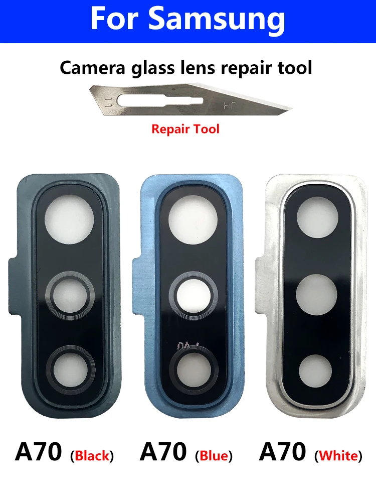 New For Samsung A50 A505F A70 A705F Back Rear Camera Glass Lens With Circle Cover Frame