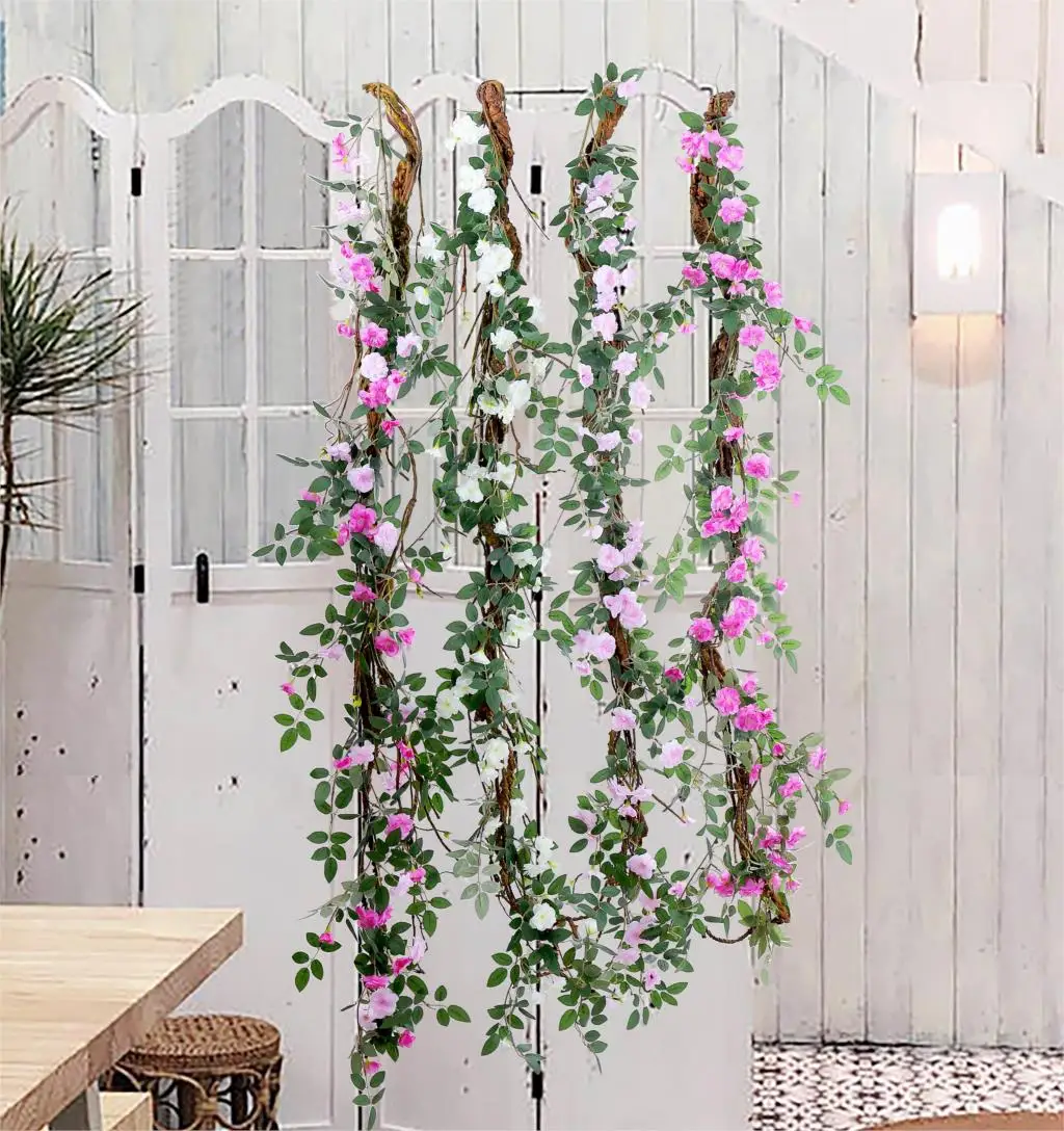 

170cm Artificial Rose Ivy Vine Wall Hanging Flowers String Rattan Fake Tree Branch Plants Garland Wedding Arch Home Garden Decor