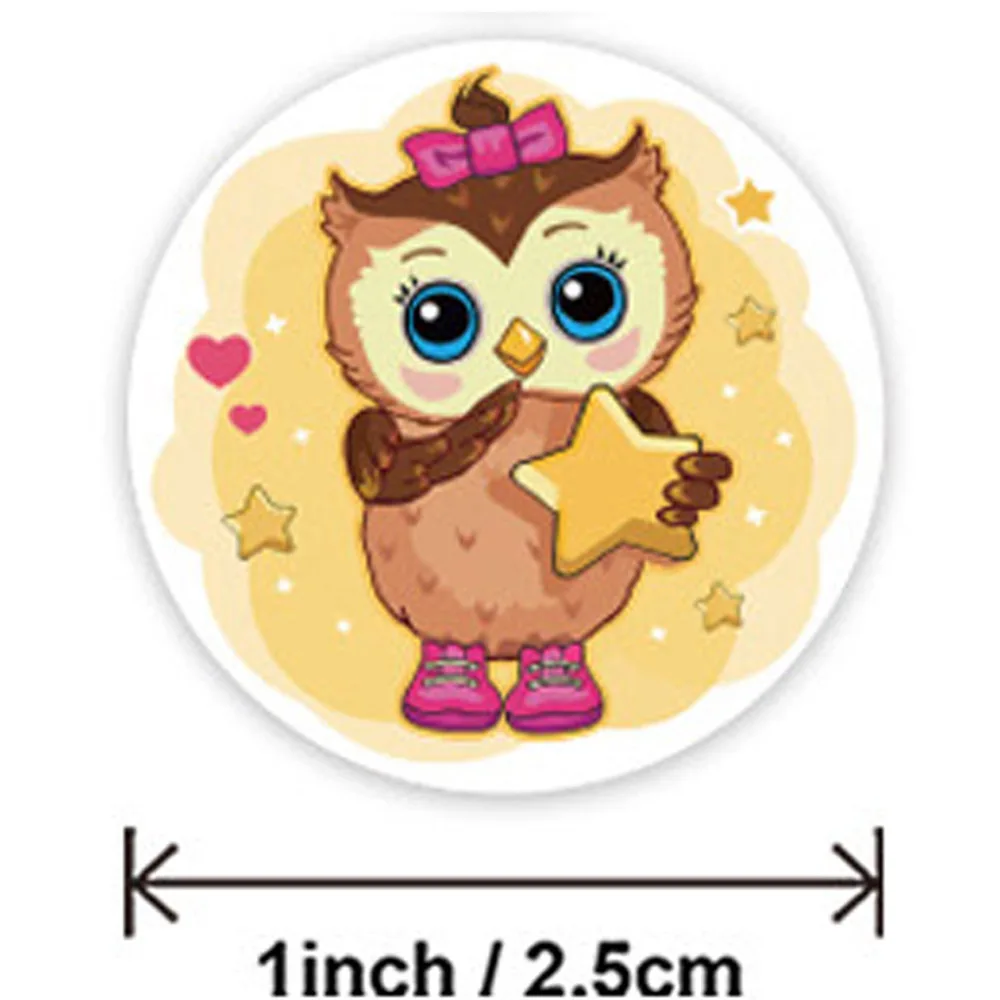 50-500pcs Cute Owl Designs Pattern School Teacher Reward Sticker Animals Cartoon Stickers for Kids Toys Sticker Various