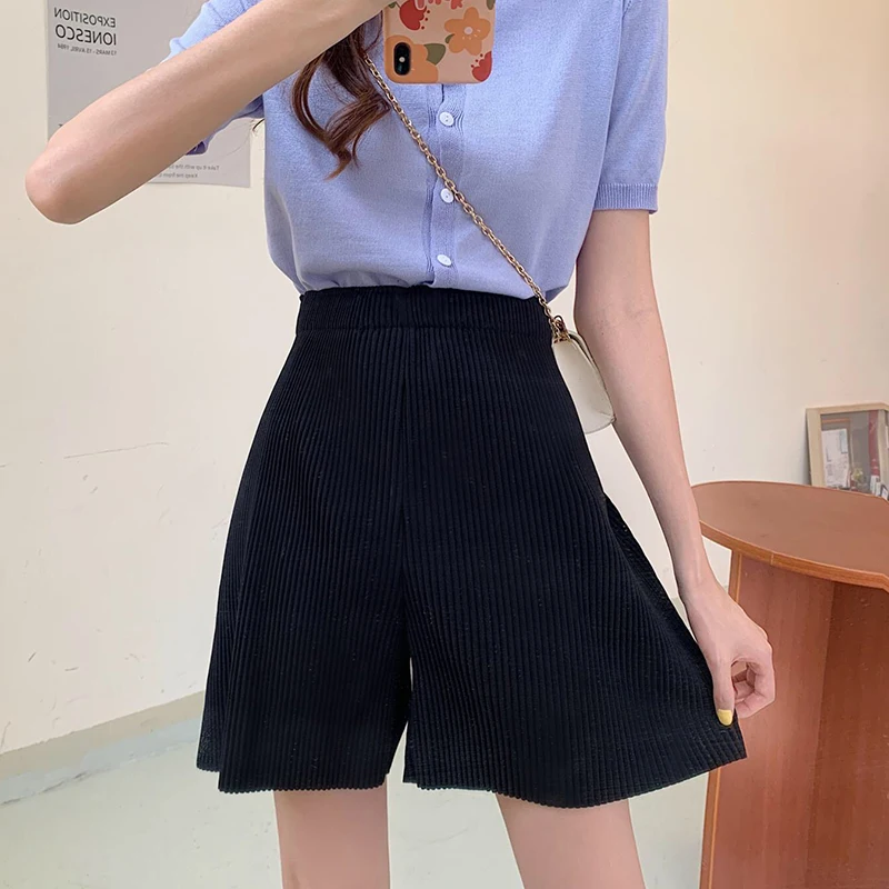 New Summer Pleated Maternity Shorts High Waist Belly Wide Leg Loose  Clothes for Pregnant Women Pregnancy Sleep Home Wear