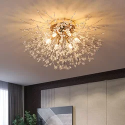 Crystal Dandelion Ceiling Light Home Decor Foyer Bedroom Golden Ceiling Bracket Lamp Hotel Interiro Decorative Luminaires