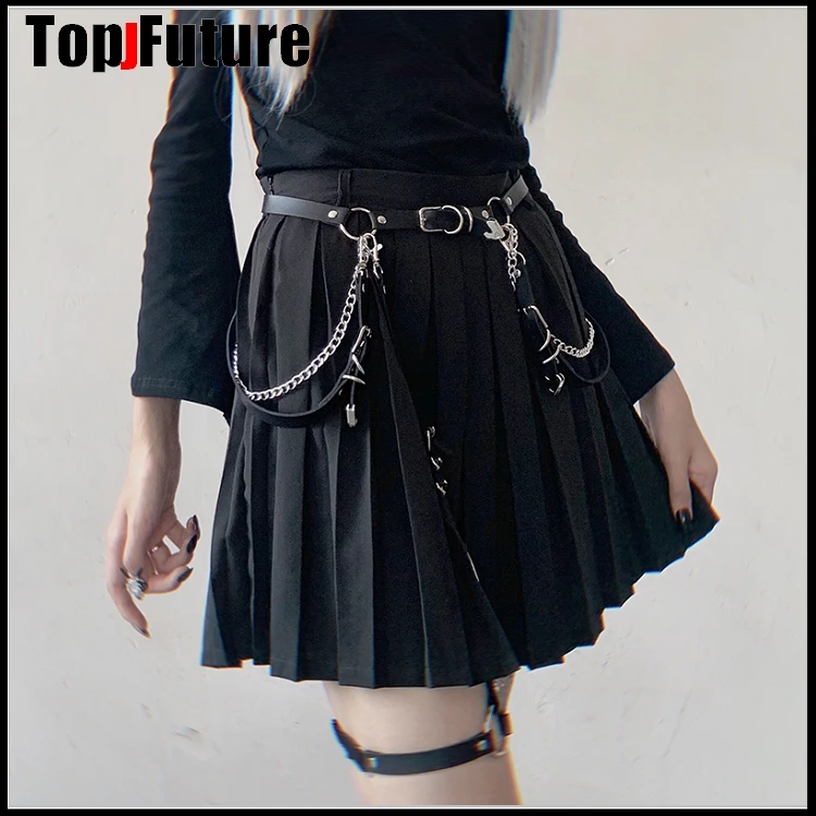 Love Heart Girl Hiphop Chain Belt Women Sweet Adjustable Disco Dancing Belt Punk Style JK UNIFORM SKIRT BELT WAIST CHAIN