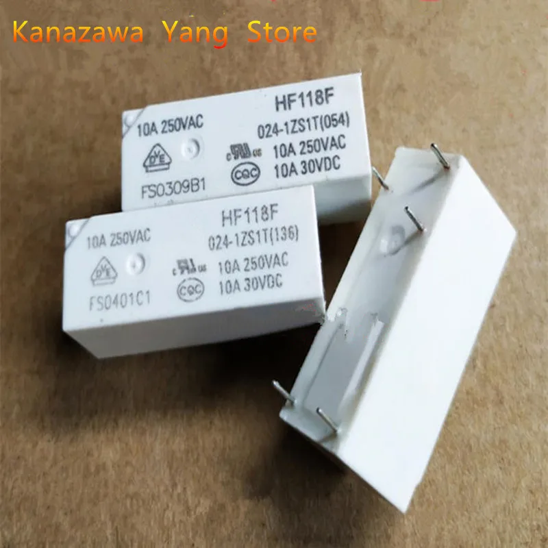 10PCS   HF118F 024-1ZS1T  HF118F 024 1ZS1T Substitute JQX-118F 024-1ZS1T 5-Pin 10A 250VAC Mini Conversion Relay