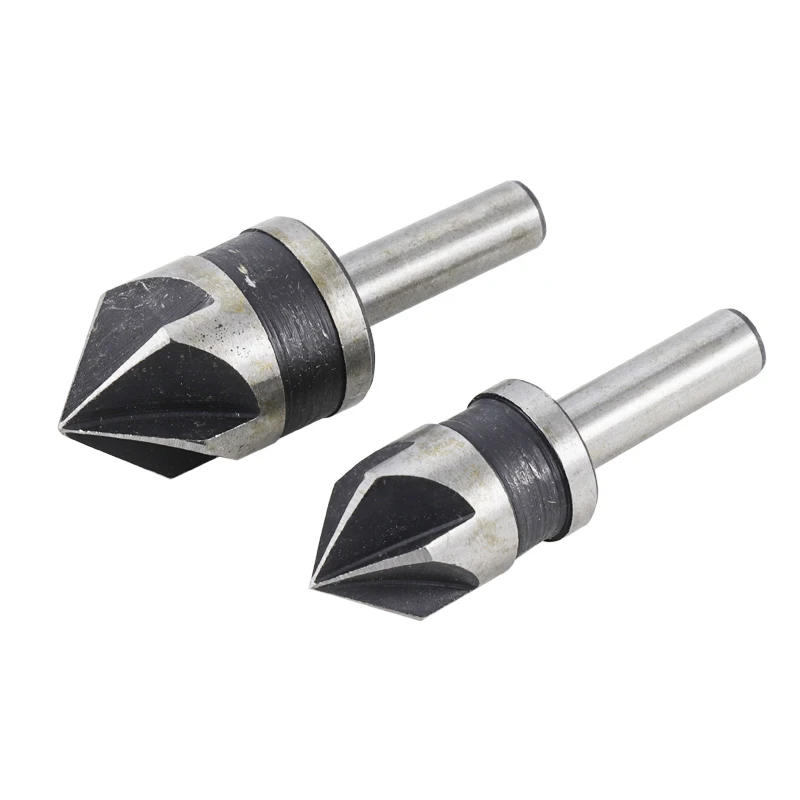 XCAN Chamfering Cutter 2pcs 12 16mm 82 Degrees Wood Metal Hole Cutter 5 Flute Hole Drill Countersink Drill Bit