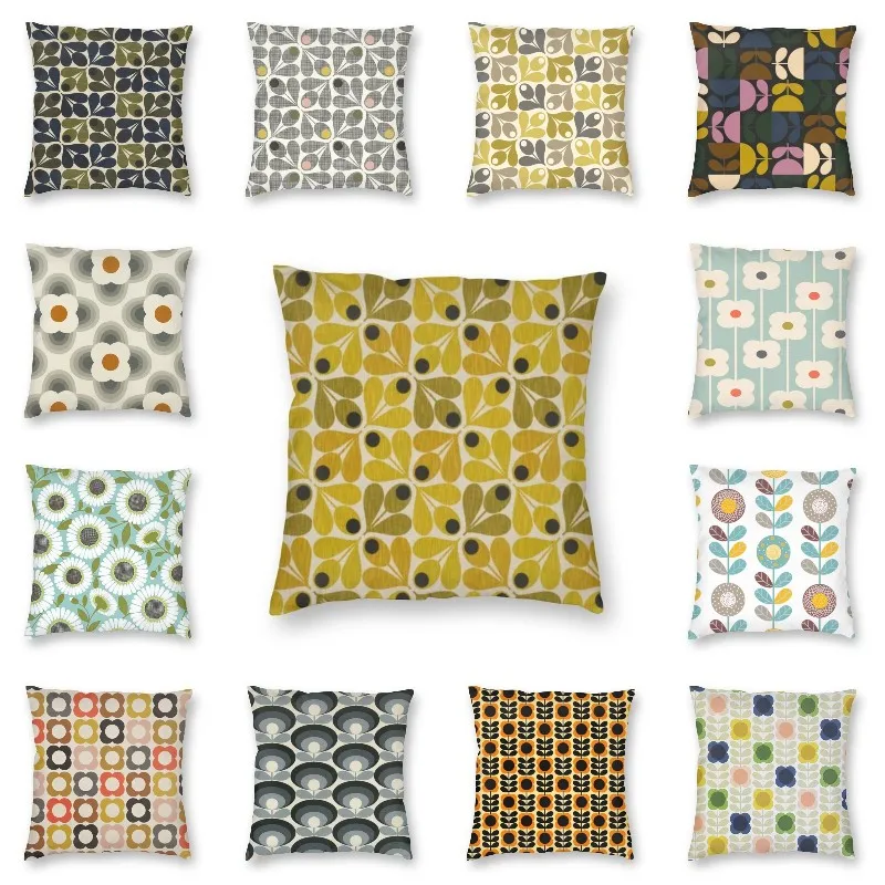 Abstract Scandi Floral Orla Kiely Square Throw Pillow Case Home Decor 3D Printed Scandinavian Flowers Cushion Cover for Sofa