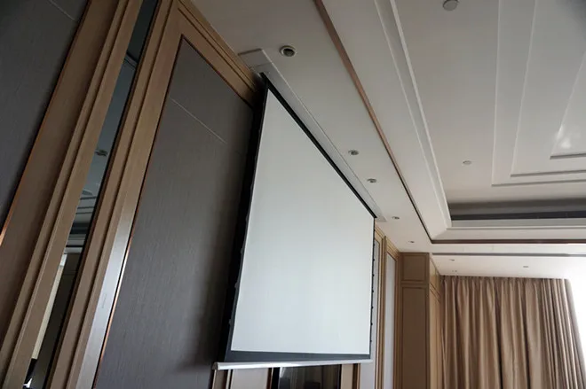 KTSHBCA 4K Woven Akustisch Transparent Stoff Sound Max 8K In-Decken Motorisierte Tab-Gespannt Projektor Bildschirm – Detail 30