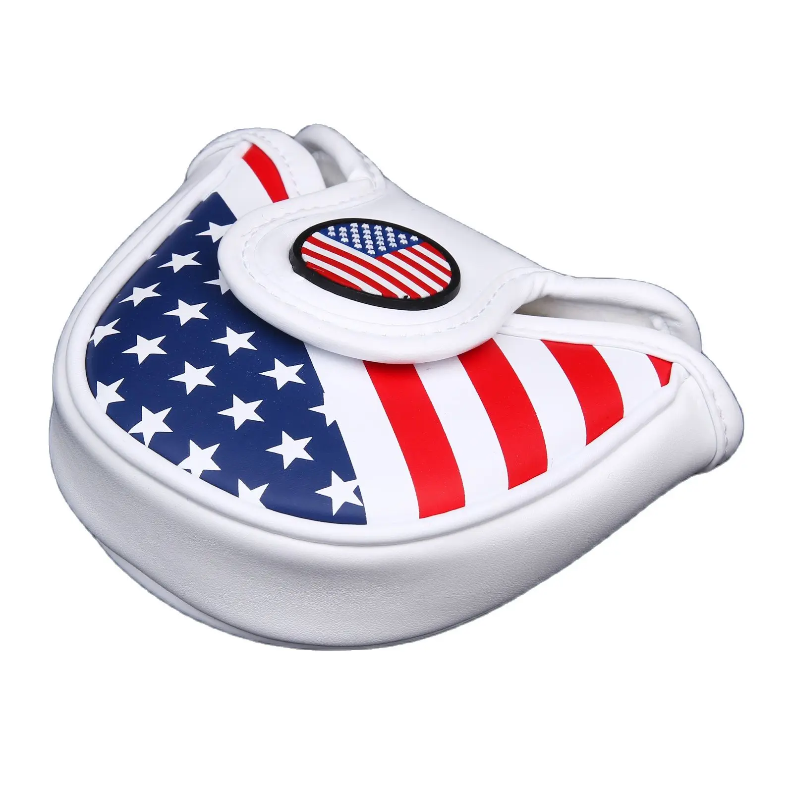 Golf Mallet Headcover Putter Cover for Center-shaft Putter Club USA Flag Style Magnetic Closure