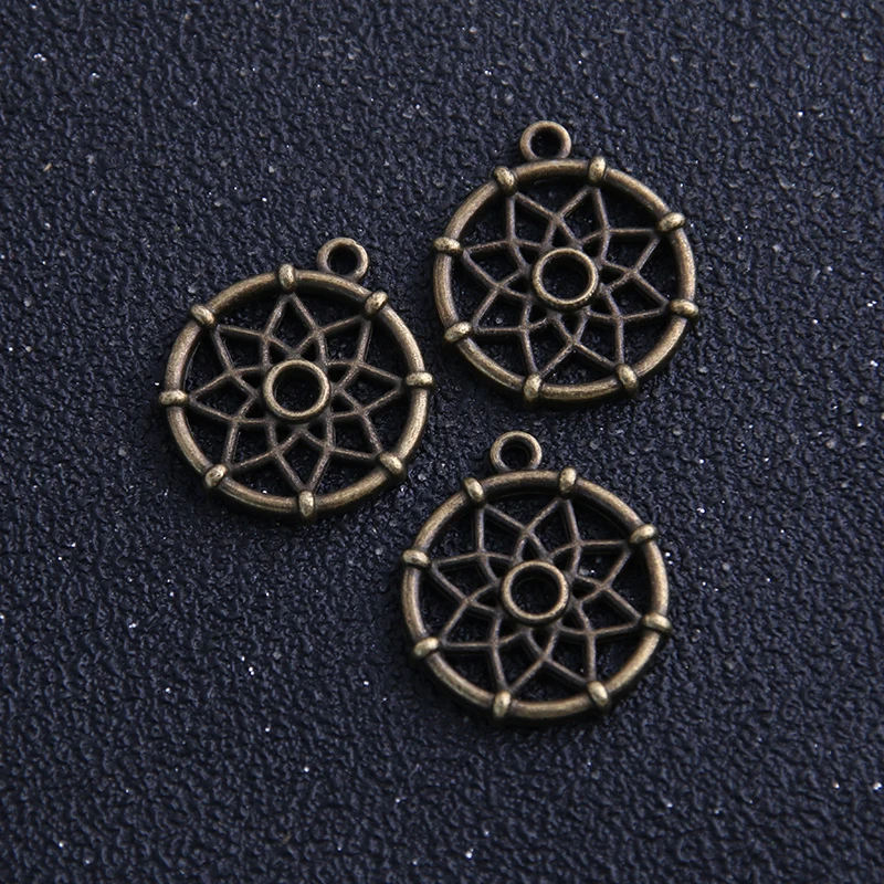10pcs 20*22mm New Two Color Small Dream Catcher Charms Pendants For DIY Jewelry Handmade Making Accessorie