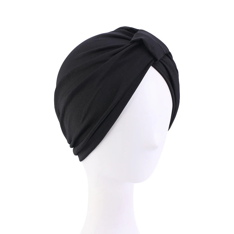 Indian Women Modal Cotton Pleated Hat Chemo Hair Loss Cancer Turban Bonnet Head Scarf Wrap Strech Bandana Cover Beanie Arab Cap