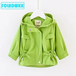 New fashion girls spring coat jackets green blue Autumn kids jacket sleeve fashion baby coat girls baby jacket Windbreaker 2-7Y