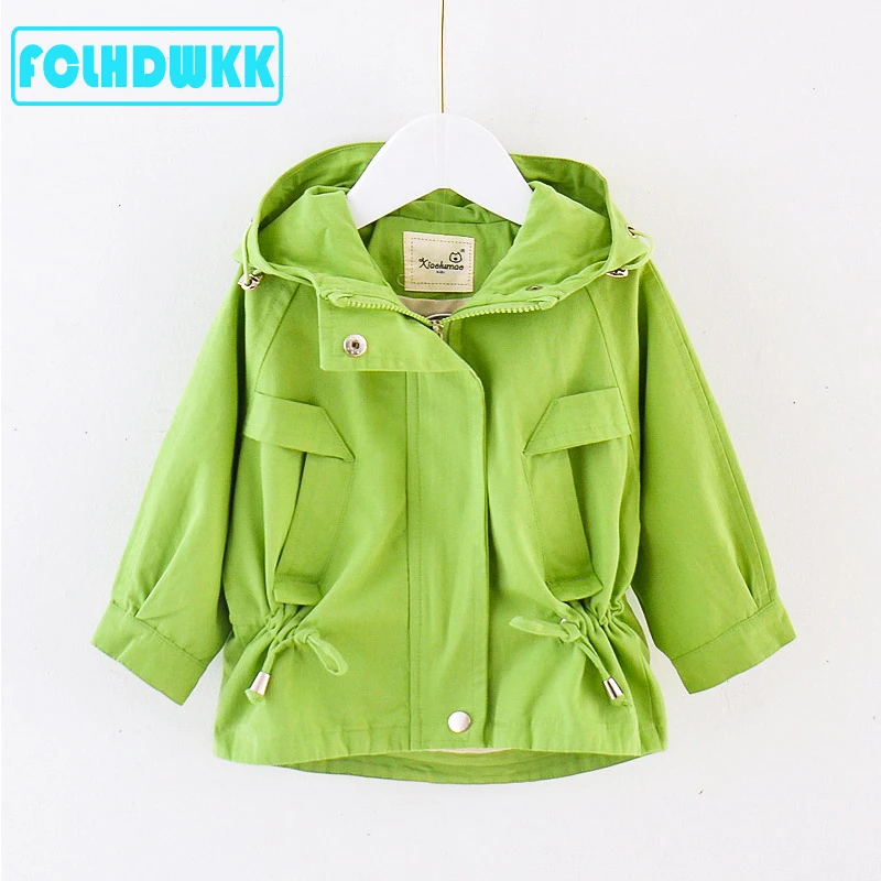 New fashion girls spring coat jackets green blue Autumn kids jacket sleeve fashion baby coat girls baby jacket Windbreaker 2-7Y