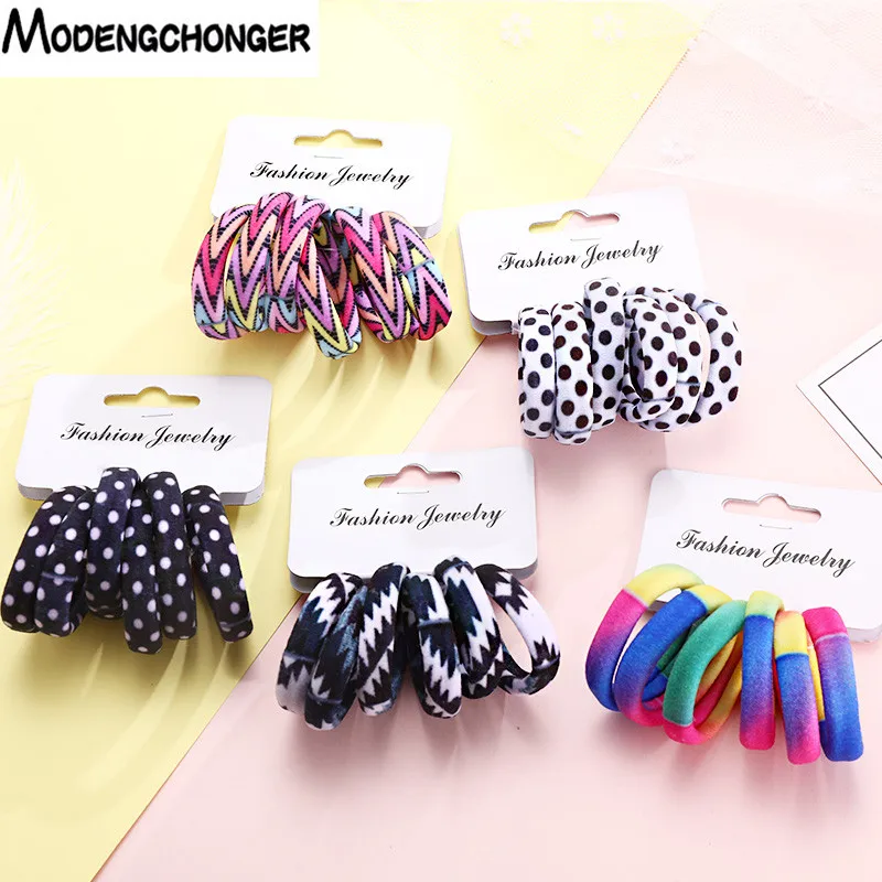 6 ชิ้น/แพ็คScrunchie GUMสำหรับผมยางวงผู้ถือหางม้าผู้หญิงใหม่พิมพ์ฝ้ายยืดผมแฟชั่นอุปกรณ์เสริมผม