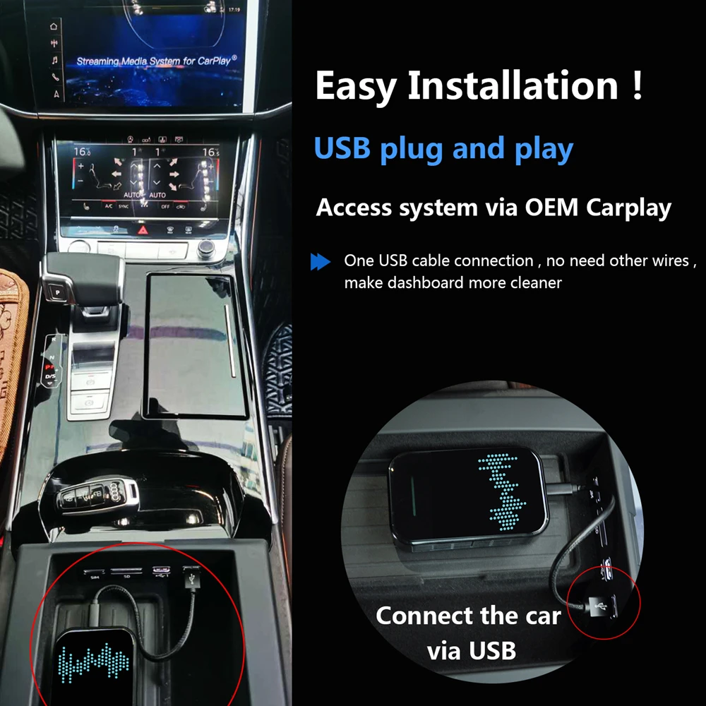 Autoradio Android AI Box Carplay Upgrade untuk Untuk Volvo V60 2020 Radio Apple Pemutar Multimedia Mobil Nirkabel Wifi Mirror Link Otomatis