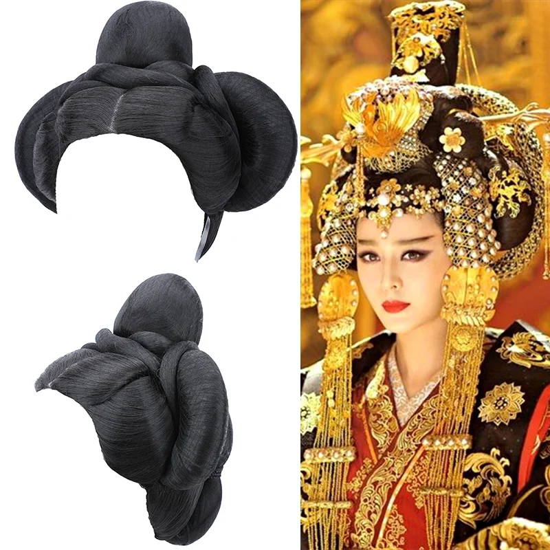 China Tang-dynastie Prinzessin Kleid Up Haar Kaiserin Haar Produkte Einfach Zu Tragen Schwarz Königin Wu Zetian Cosplay Haar Stück vintage