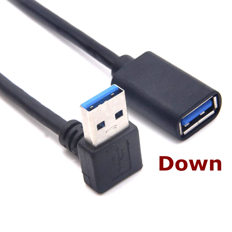 90 Degree UP and Down, Left and Right Bend USB 3.0 Male-to-Female Extension Cable for Laptop to Connect Network Card U Disk